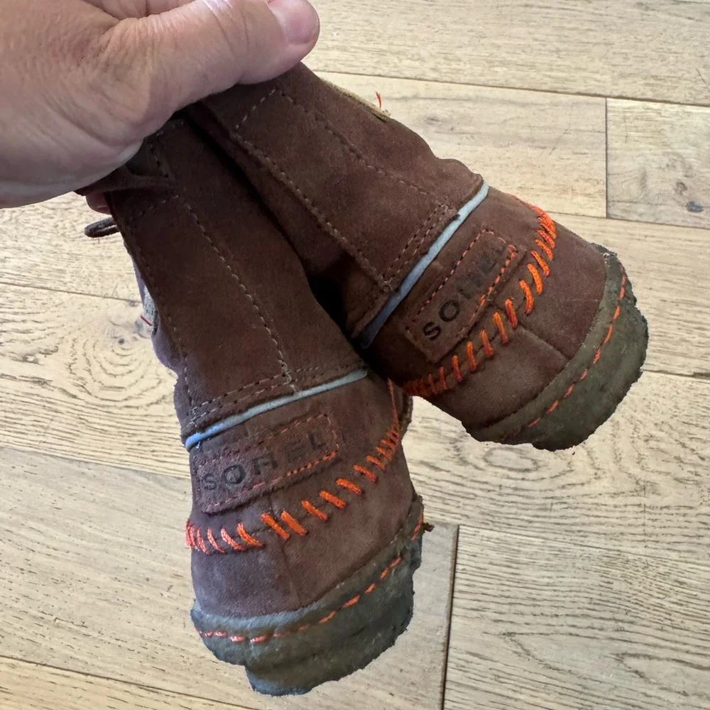 Sorel Joplin Rubber Bottoms Lace Up‎ Suede Leather Booties Girls Sz 5
